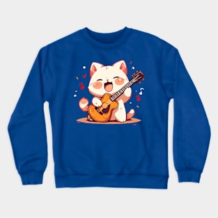 cat play guitar Crewneck Sweatshirt